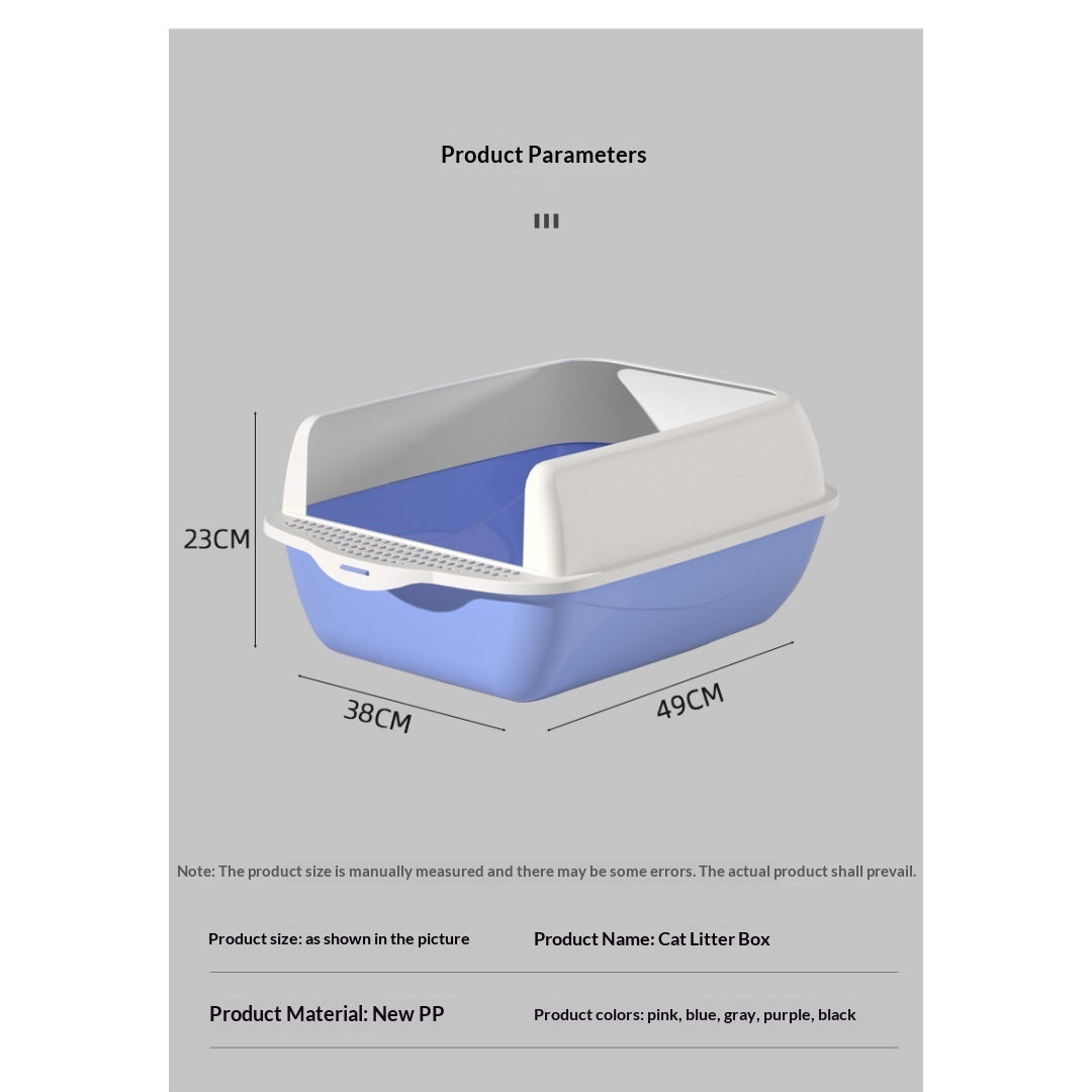 Extra-Large Semi-Enclosed Cat Litter Box With High Sides