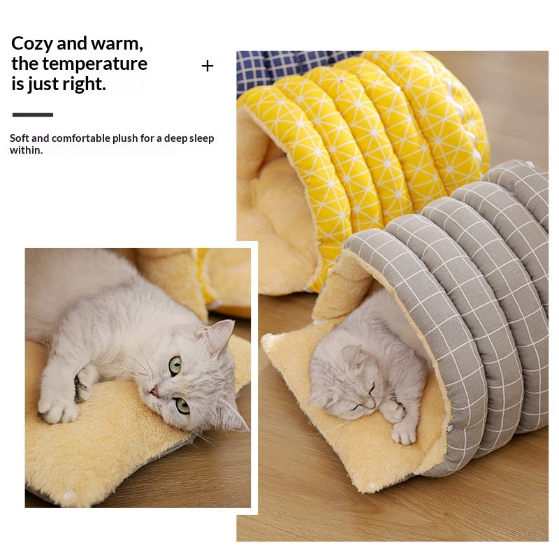 Thickened Insulated Pet Bed With A Closed Design And A Handy Handle
