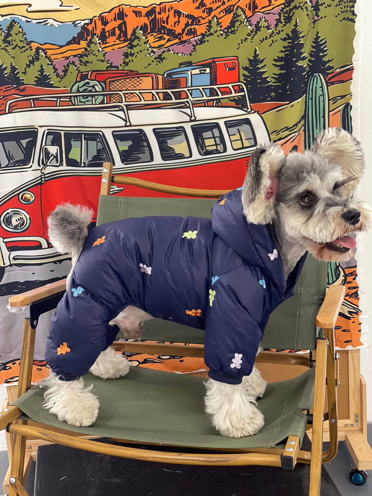 Dog Clothes Thickened Warm Teddy Schnauzer PomeranianBichon Frise Pug Hooded Pet Four Feet Down Jacket