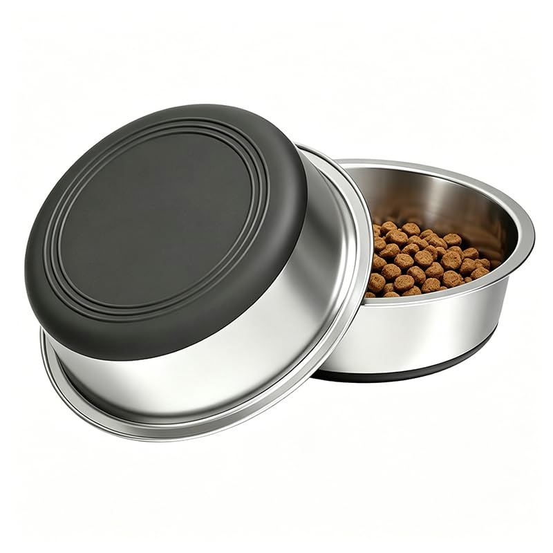 Stainless Steel Dog Bowls, 3.8 Cup, 2 Pack, Non-Slip & Durable Stable Non-Slip Base Dishwasher Safe Effortless Cleaning Space-Saving Stackable Design