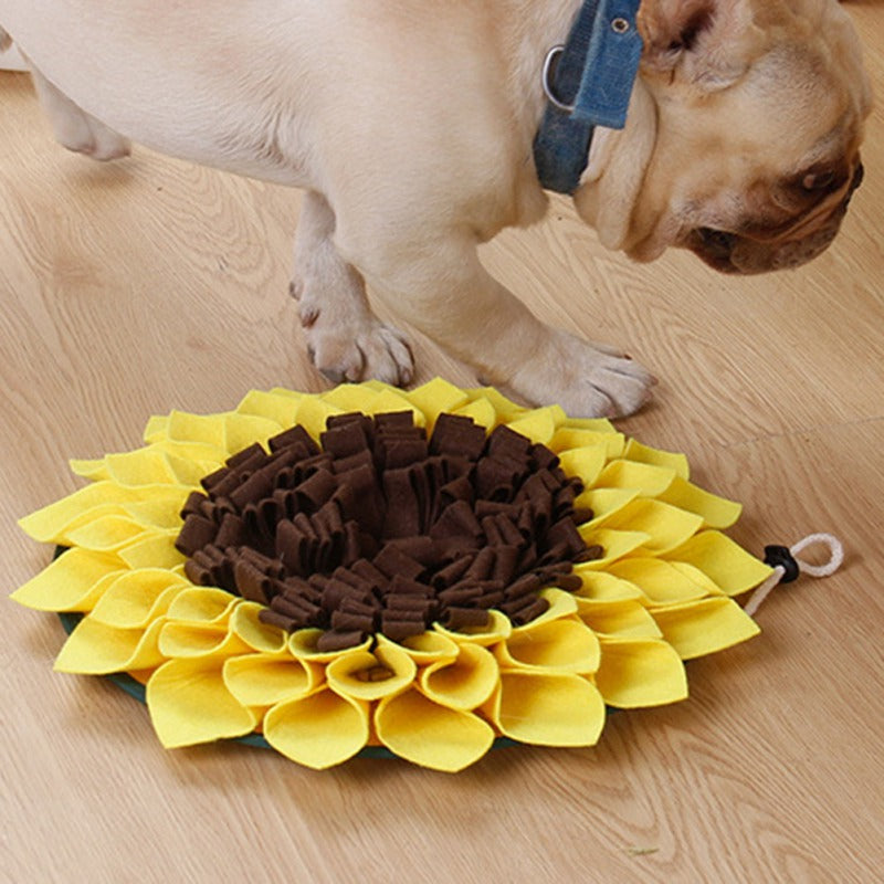 Non Slip Dog Sniffing Snuffle Mat Washable Sunflower Slow Feeding Food Pet Nosework Training Treat