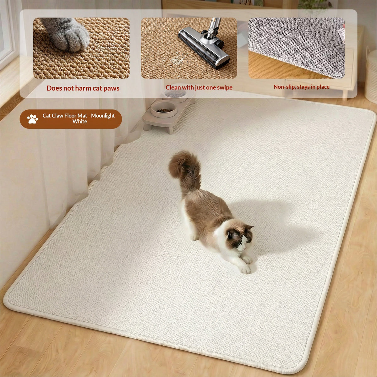 Simple, Faux Sisal Carpetpet-friendly Floor Mat That Protects Against Cat Claws
