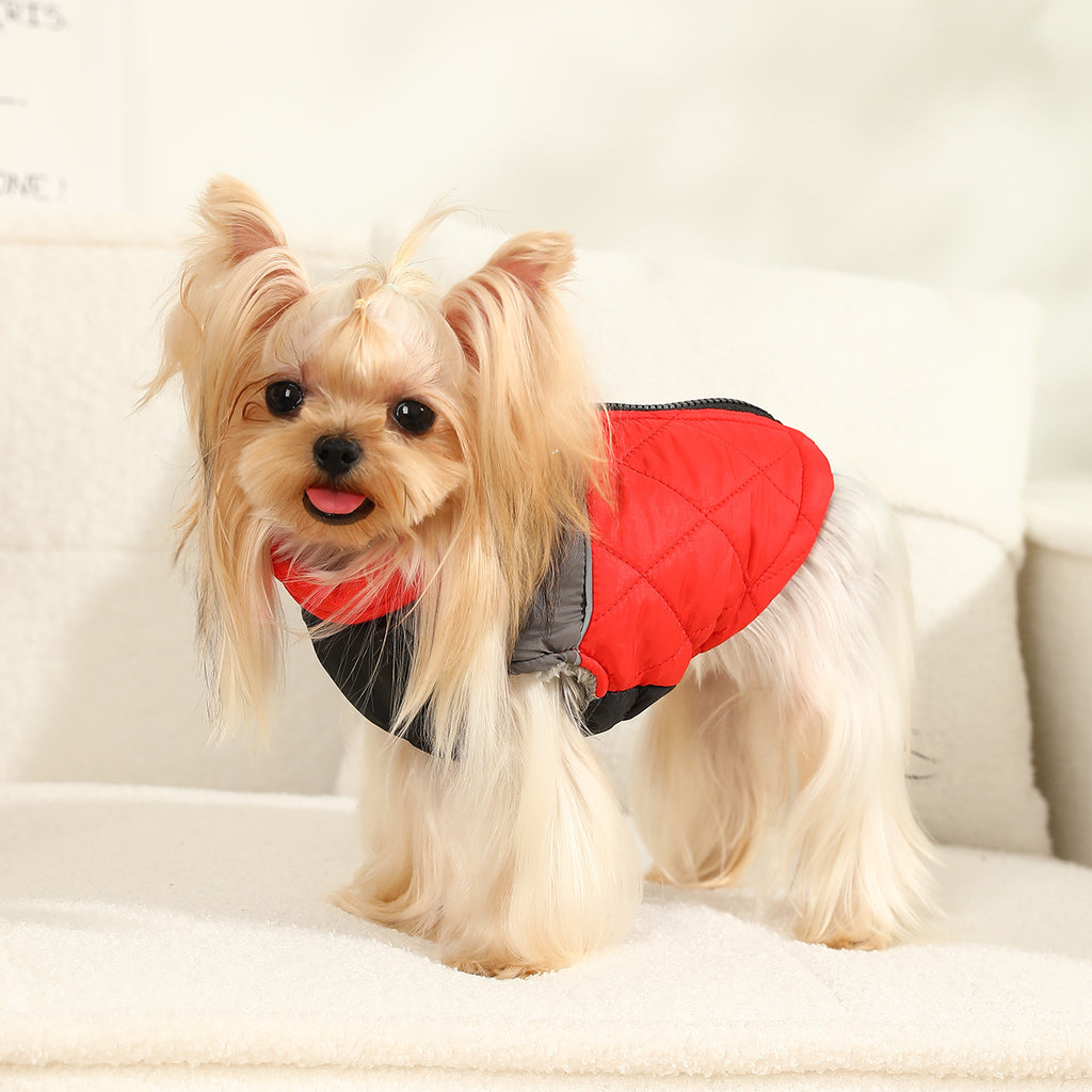 Cotton-padded Clothes Contrast Color Diamond Plaid, Brushed Thick Waterproof Warm Ski Suit