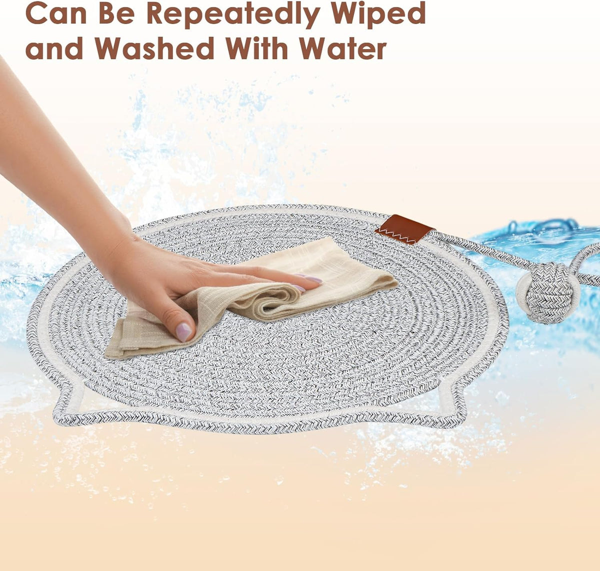 Cat Scratcher Mat Natural Cotton Rope Cat Scratch Pad Round Horizontal Floor Cat Scratching Pads For Indoor Cats Cat Furniture Protector For Wall