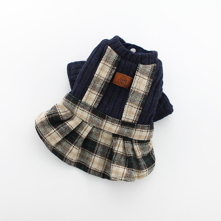 Deep plaid sweater couple pet
