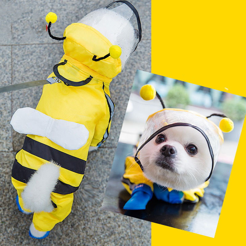 Puppy Dog Raincoat Four-legged Waterproof All-inclusive Teddy Poncho Pet Rainy Clothes