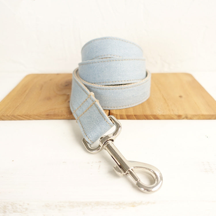 Blue pet dog ring denim leash
