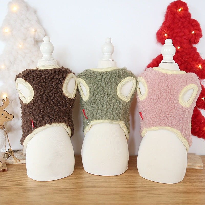 Three-color Snap-button Wool Vest Four-color Cute Little Bear