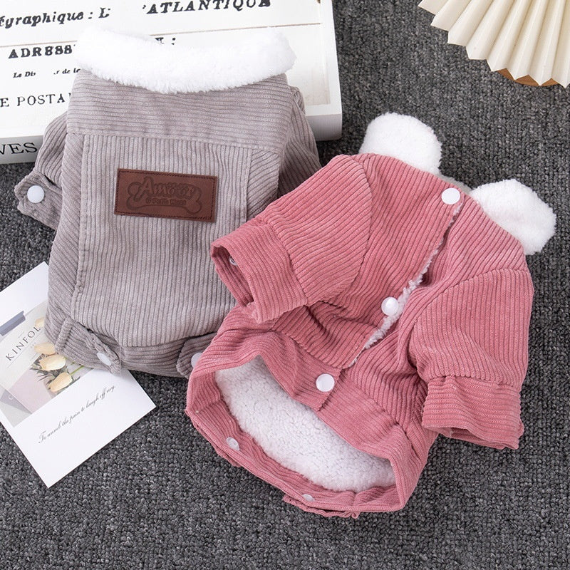 Dog Clothes Autumn And Winter Fleece Lined Padded Warm Keeping Lambswool Vest Cat Pet Clothing