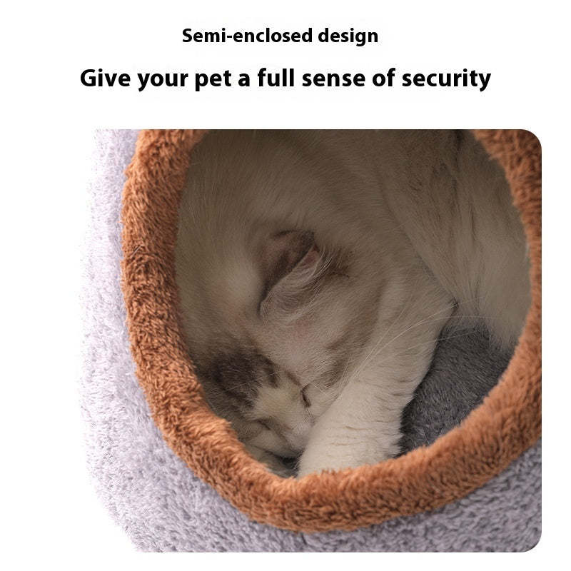 Semi-closed Design Bear Head Cat Nest Detachable Autumn And Winter Warm Thickened