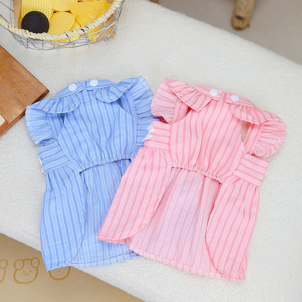Spring And Summer Pet Dog Vertical Bar Clothes Skirt