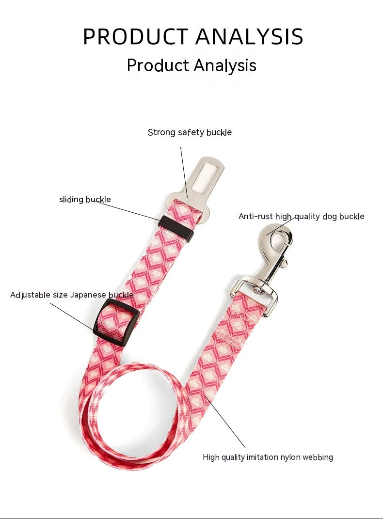 New Printed Pet Car Seat Belt Dog Hand Holding Rope Nylon Car Pet Supplies