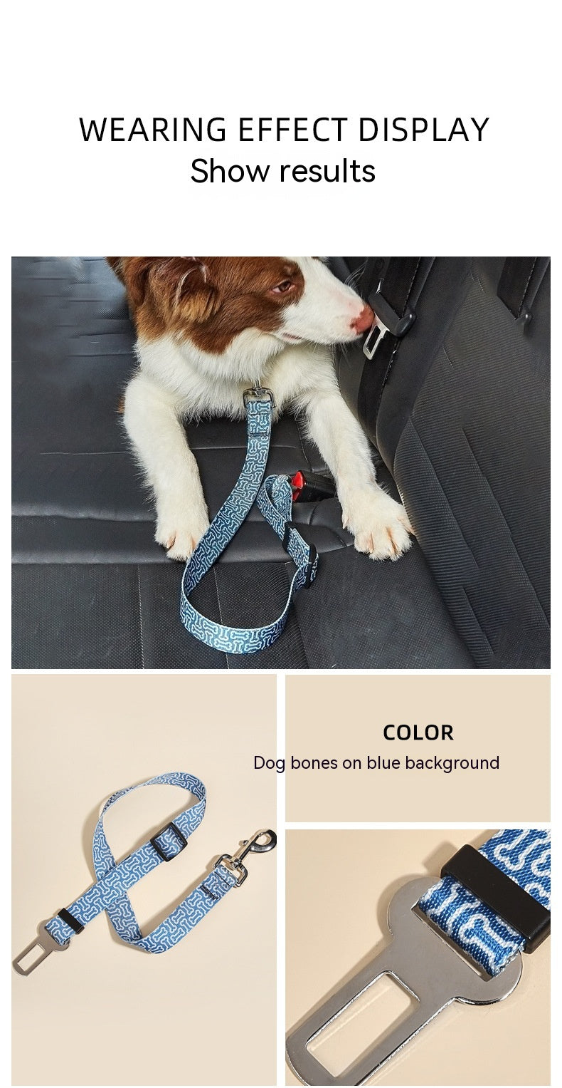 New Printed Pet Car Seat Belt Dog Hand Holding Rope Nylon Car Pet Supplies