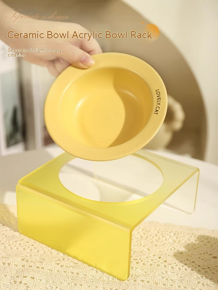 Pet Bowl High Foot Acrylic Rack Cat Ceramic