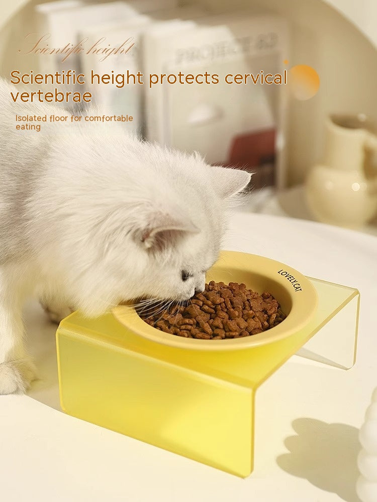 Pet Bowl High Foot Acrylic Rack Cat Ceramic