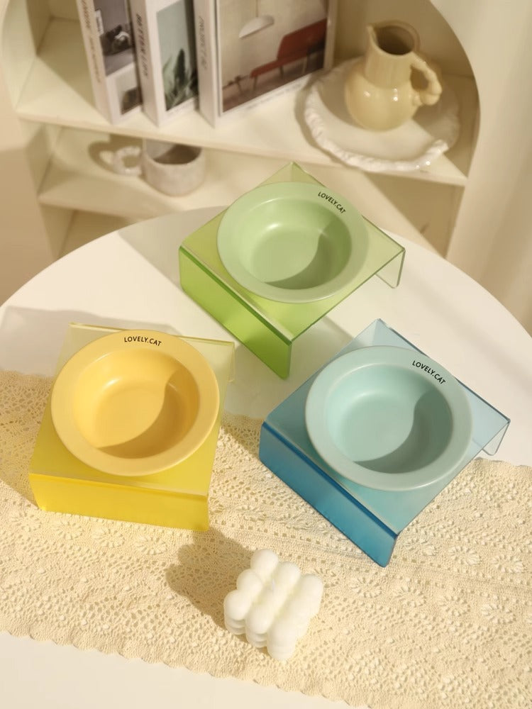 Pet Bowl High Foot Acrylic Rack Cat Ceramic