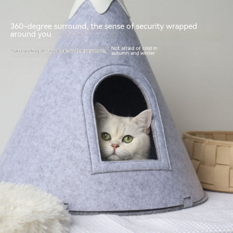 Felt Snow Mountain Tent Semi-enclosed Pet Bed