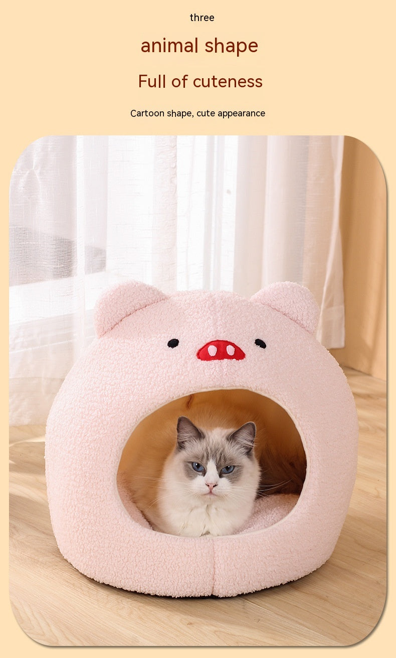 Teddy Plush Winter Semi-closed Pet Cat Nest