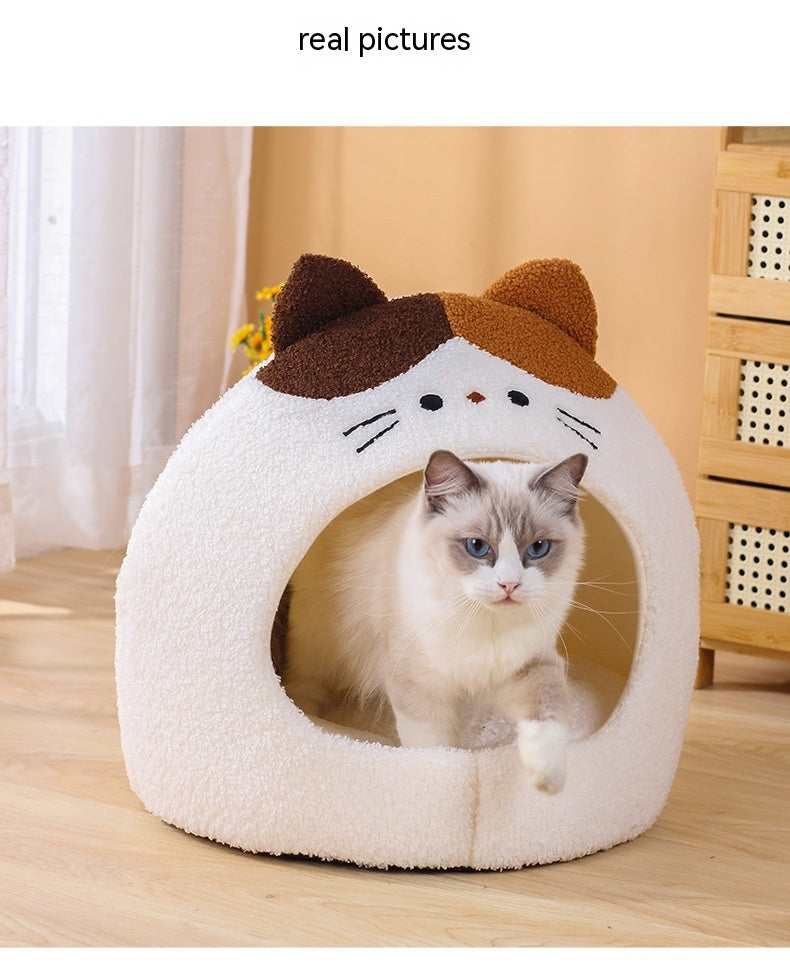 Teddy Plush Winter Semi-closed Pet Cat Nest