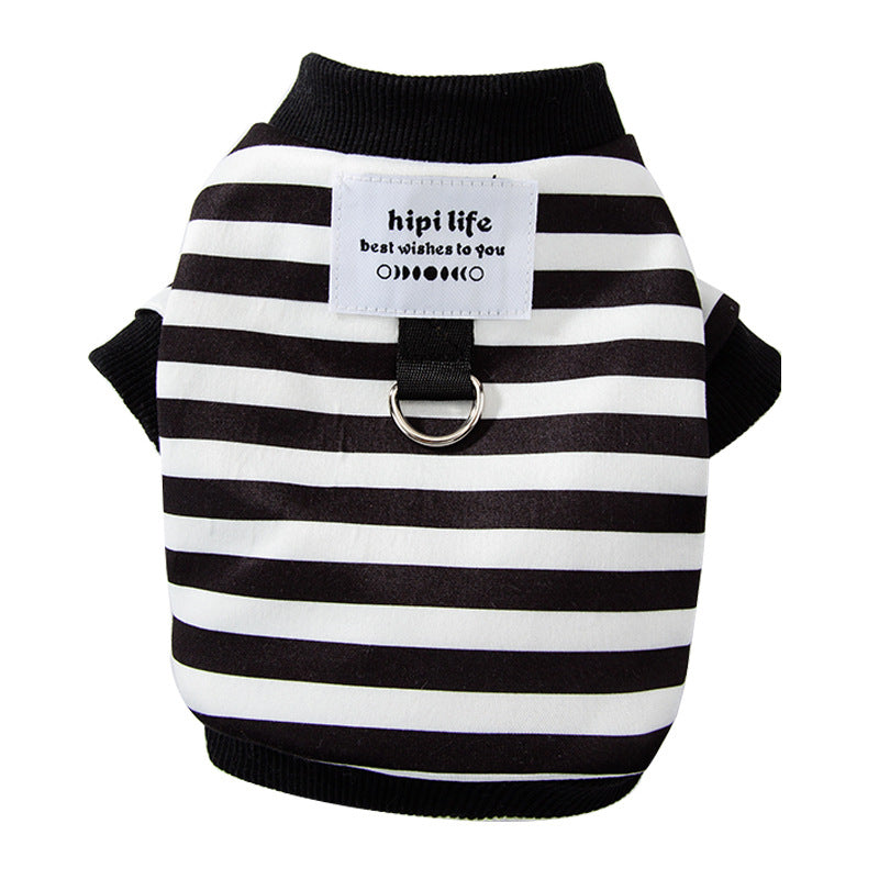 Spring Thin Velvet Puppy Clothes Simple Striped Traction Sweater