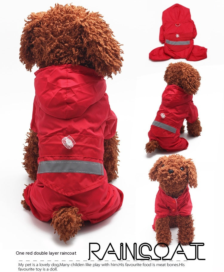 Pet Raincoat Dog Raincoat Four-leg Hooded