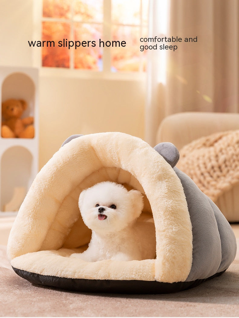 Round Ears Warm Slippers Nest Plush Warm Soft Comfortable Pet Dog WOWO Pad