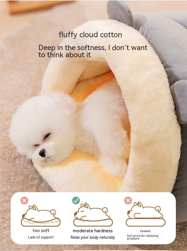 Round Ears Warm Slippers Nest Plush Warm Soft Comfortable Pet Dog WOWO Pad