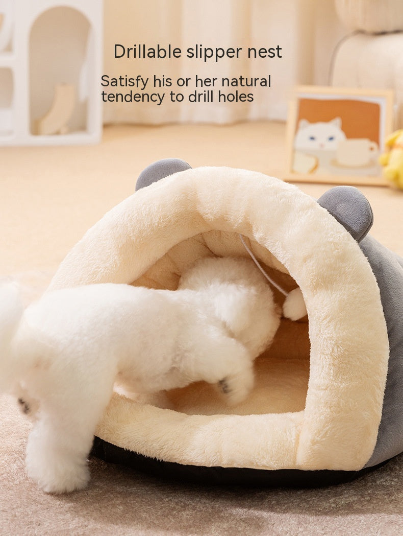 Round Ears Warm Slippers Nest Plush Warm Soft Comfortable Pet Dog WOWO Pad