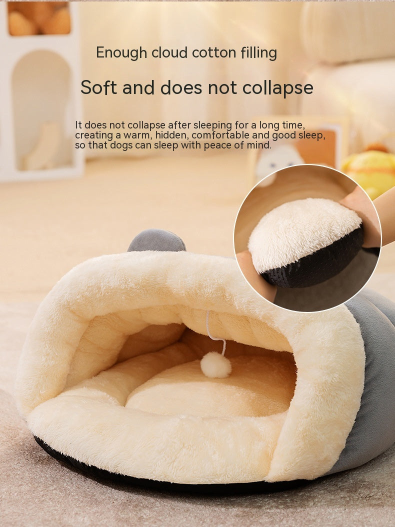 Round Ears Warm Slippers Nest Plush Warm Soft Comfortable Pet Dog WOWO Pad