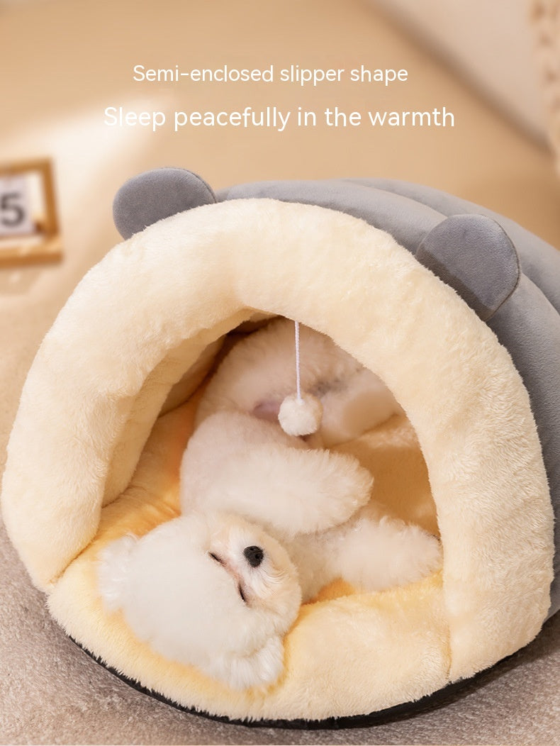 Round Ears Warm Slippers Nest Plush Warm Soft Comfortable Pet Dog WOWO Pad