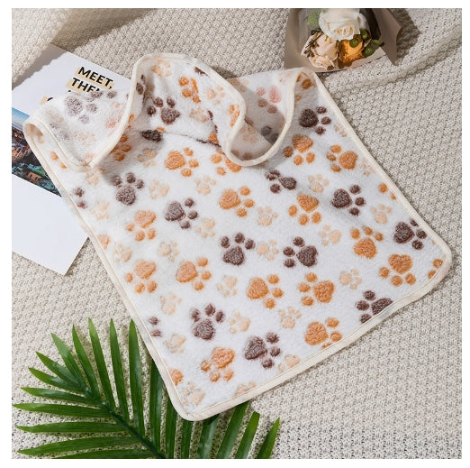Four Seasons Blanket Thermal Coral Fleece Paw Print Dogs And Cats