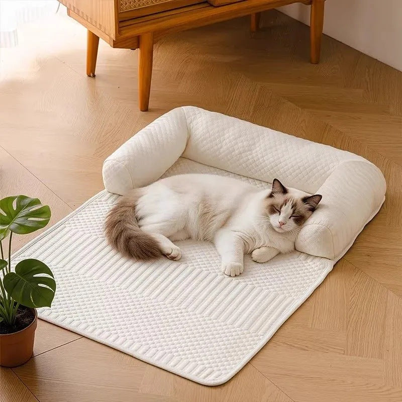 Summer Cooling Ice Silk Pet Bed Mat For Dogs And Cats, Scratch-Resistant Sofa Cover Protector, Non-Slip Floor Cushion With Anti-Slip Bottom