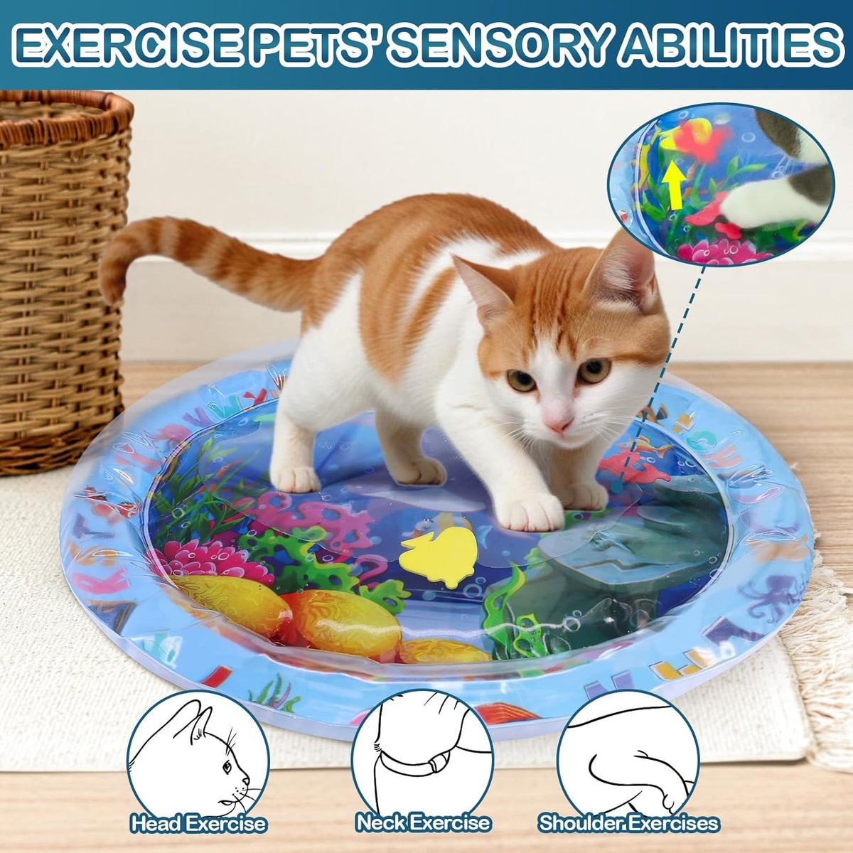 Water Sensory Playmat For Cats Thickened Upgraded Cat Dog Toys Bored Pet Animals Cat Kicker Toys Self Play Mat Interactive Toys Pet Water Sensory Mat