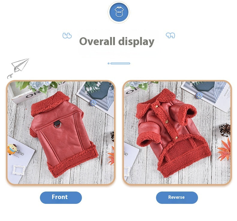 Fashion Cashmere Leather Coat Dog Thermal Clothes