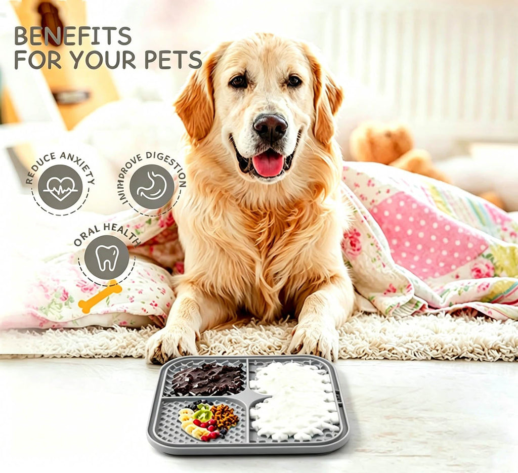 Licking Mat For Dogs & Cats With Suction Cups, 1 Pack Square Dog Slow Feeder Lick Pat For Anxiety Relief & Boredom, Dog Toys To Keep Them Busy, Pets