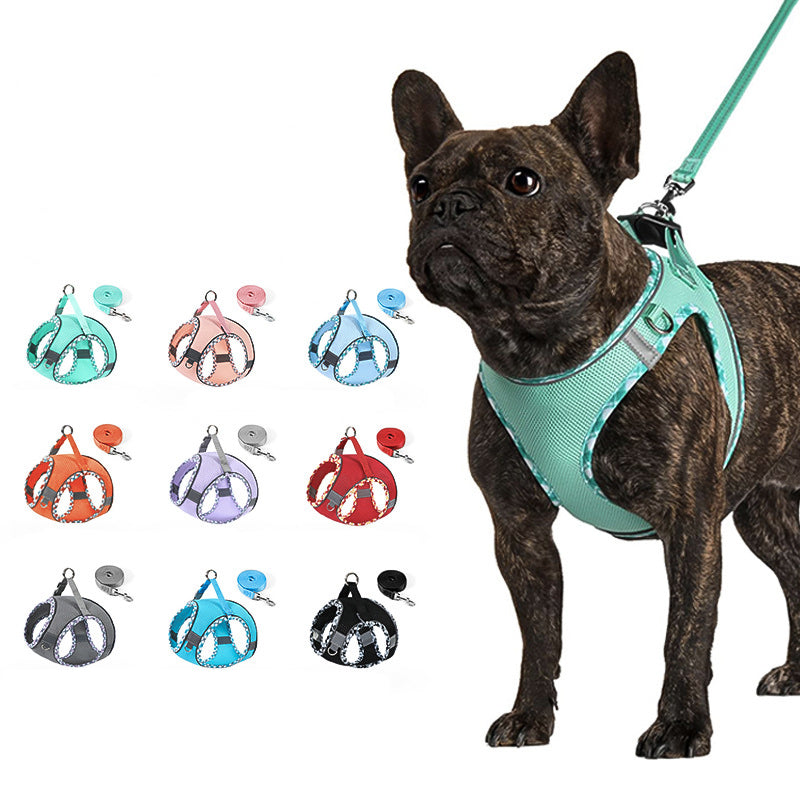 Dog Harness No-Pull Pet Harness With A Leash 1.2m Step In Dog Harness With Breathable Mesh And Quick-Release Buckle Reflective Outdoor Pet Vest For