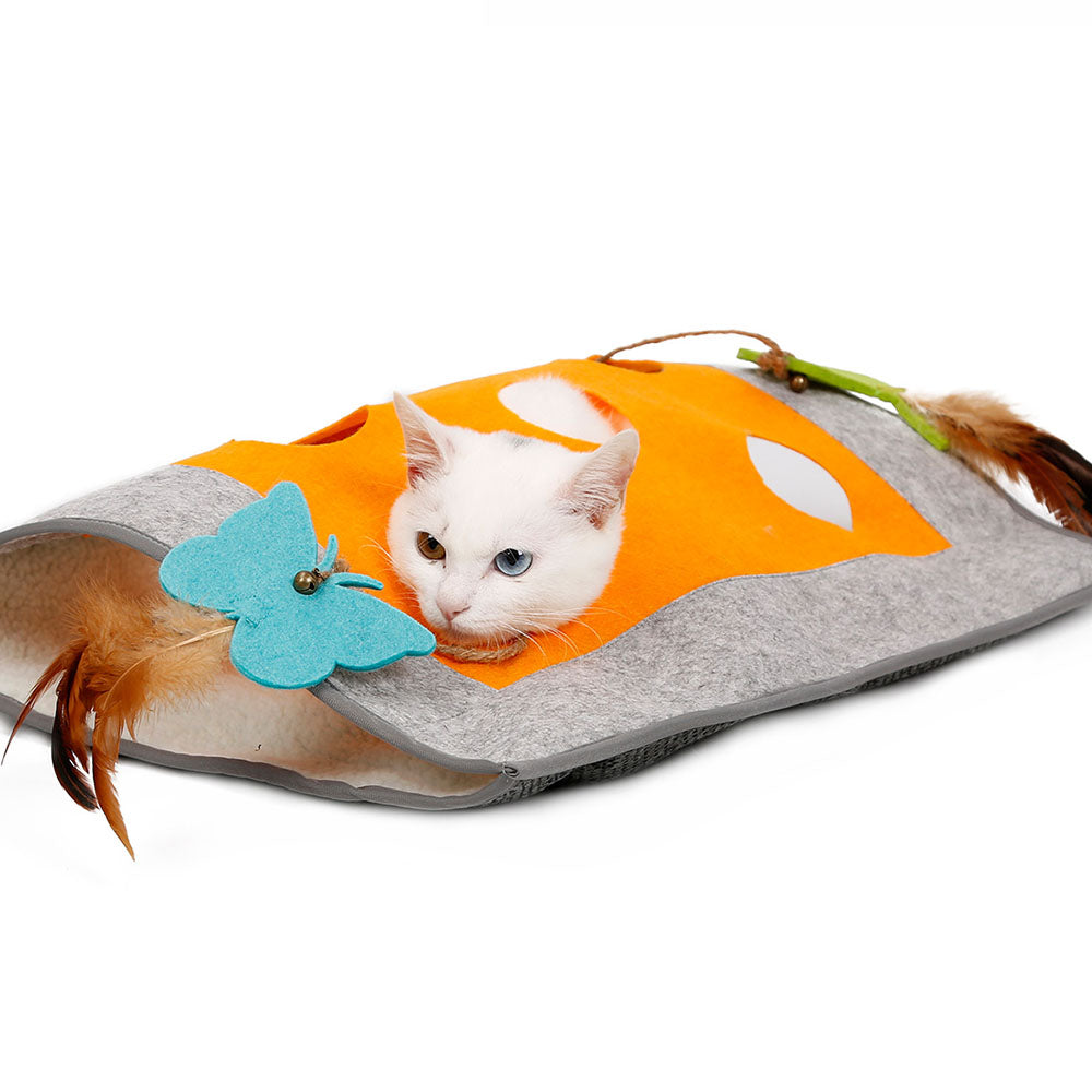 Cat scratching a blanket