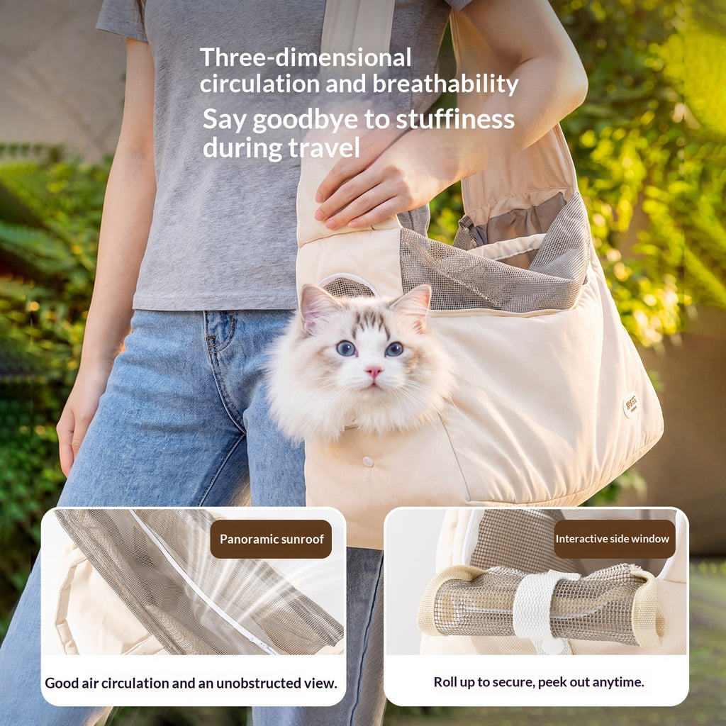 Breathable Crossbody Pet Carrier For Outdoor Use
