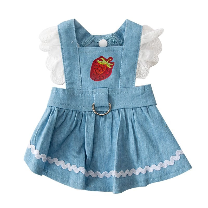 Strawberry Traction Denim Skirt Dog Clothes