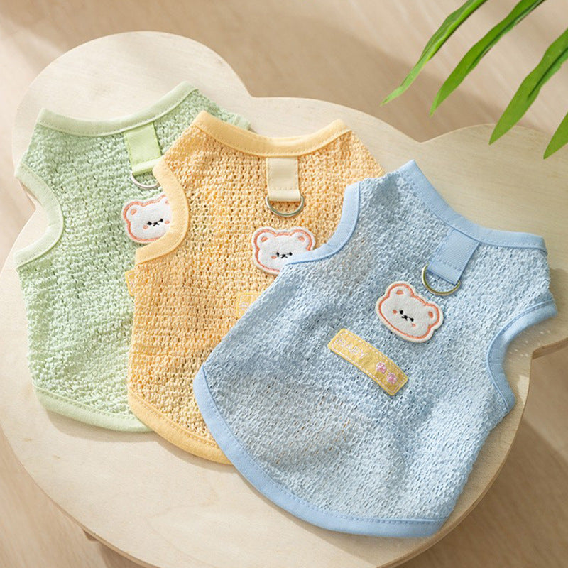 Fashion Hollowed-out Breathable Bear Patch Cat Clothes