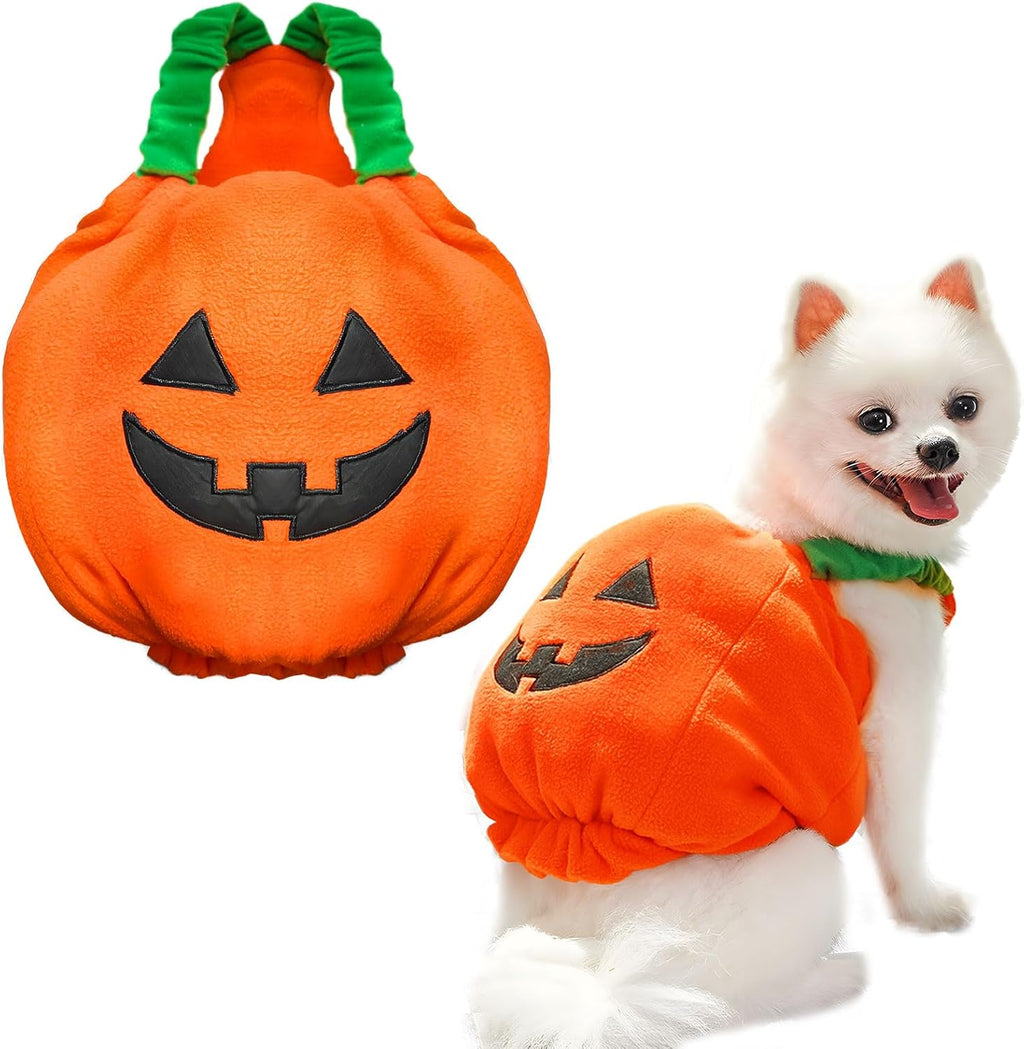 Funny Pumpkin Dog Halloween Costume Pet Dog Cat Thick Plush Pumpkin Decoration Shirt Clothes For Small Medium Dogs Cats Puppy Cute Halloween Party