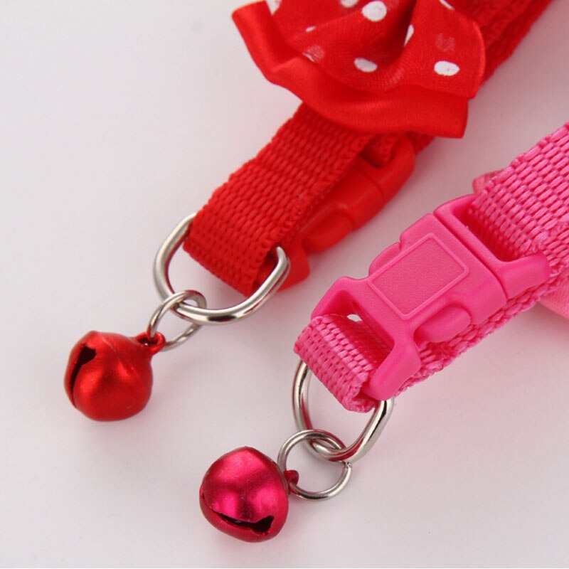 Adjustable bowknot cat bell nylon collar