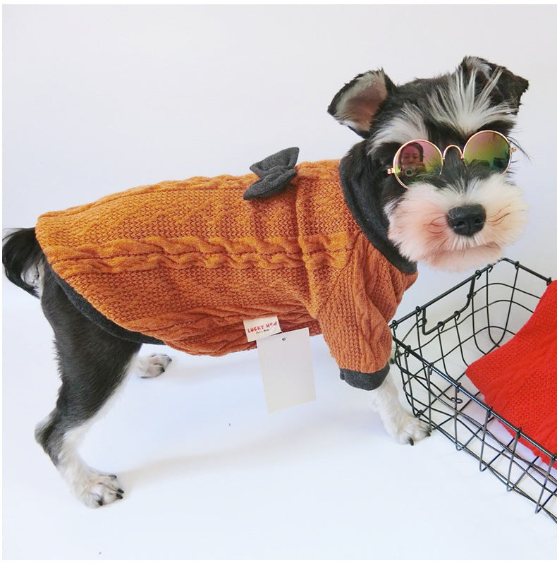 Small and Medium-Sized Dogs In Bow Knitted Sweater