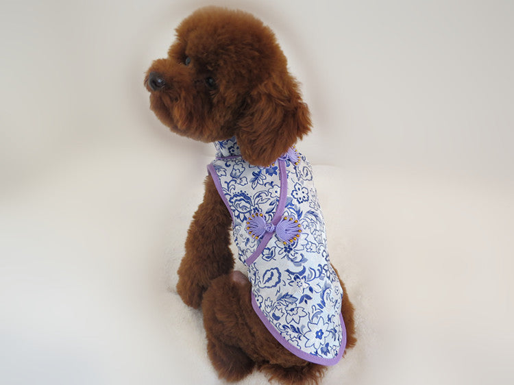 Pet Spring Summer And Autumn Clothes Tang Suit Brocade Cheongsam