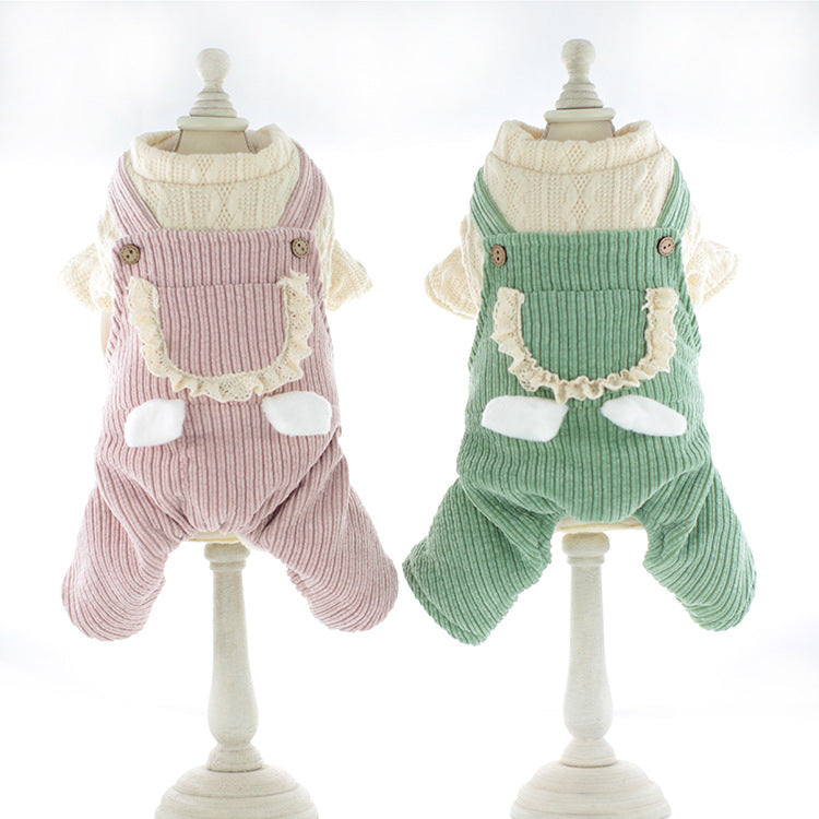 Corduroy Strip Strap Four-legged VIP Dog Clothes