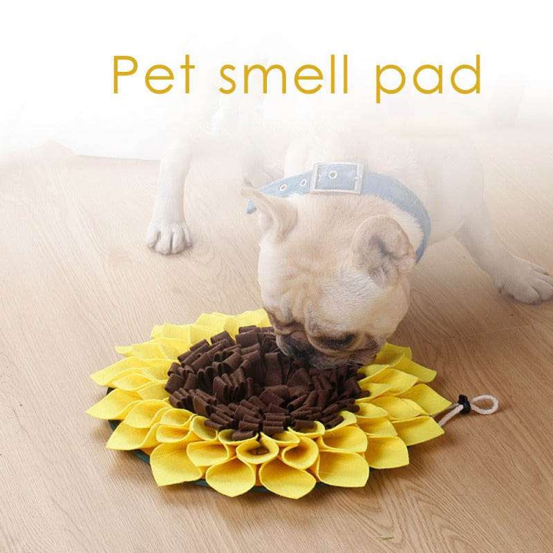 Non Slip Dog Sniffing Snuffle Mat Washable Sunflower Slow Feeding Food Pet Nosework Training Treat