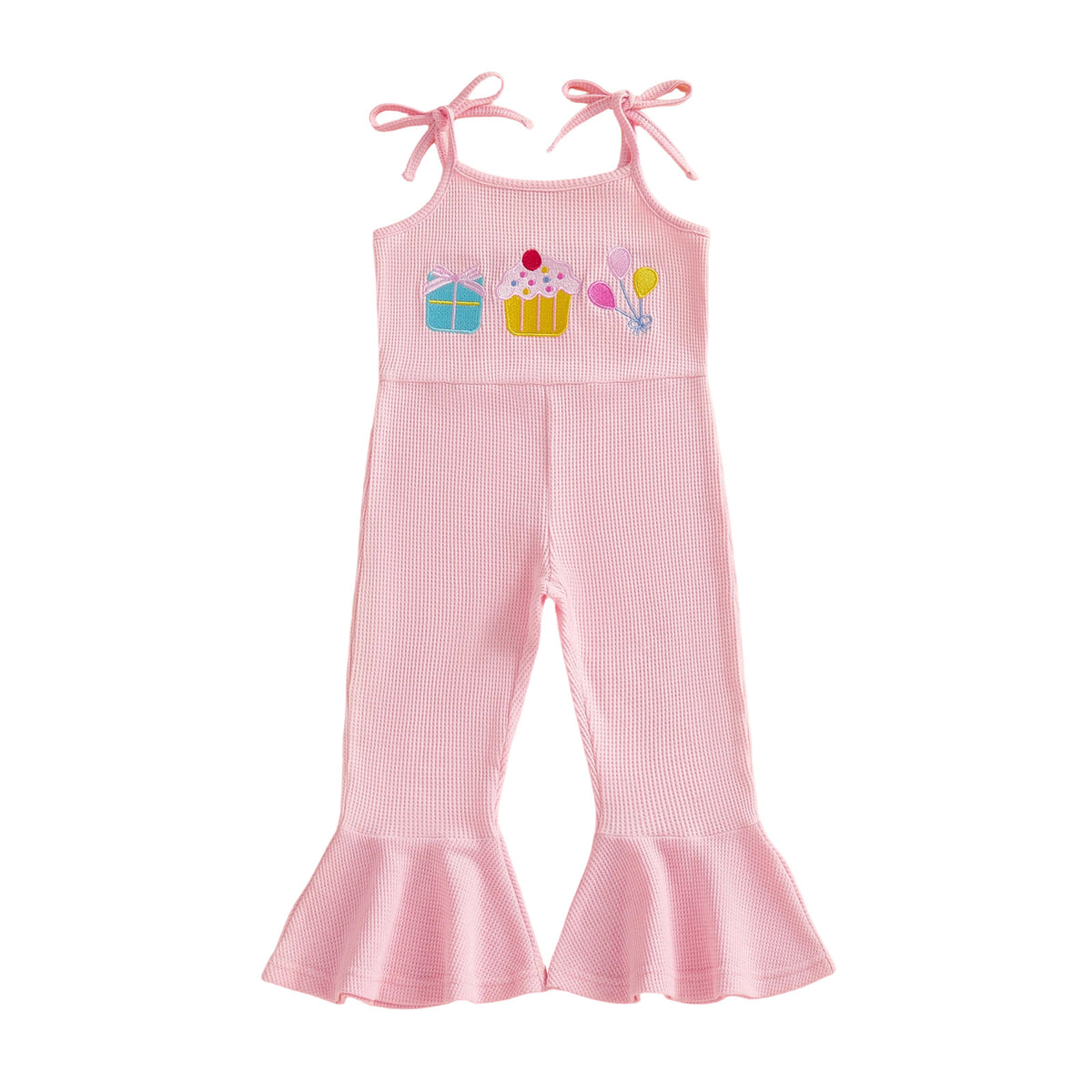 Childrens Waffle-patterned Strap Jumpsuit