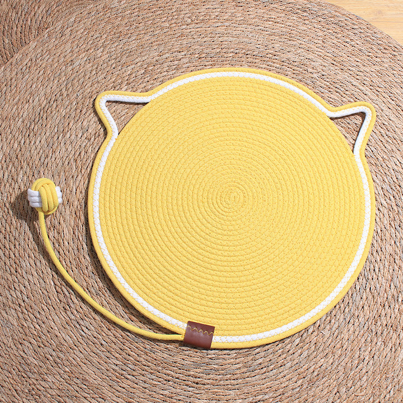 Cat Scratch Pad For Indoor Cats Kitten Round Cat Scratcher Pad, Woven Cotton Rope Cat Scratching Mat, Couch Protector For Wall, Furniture, Carpets