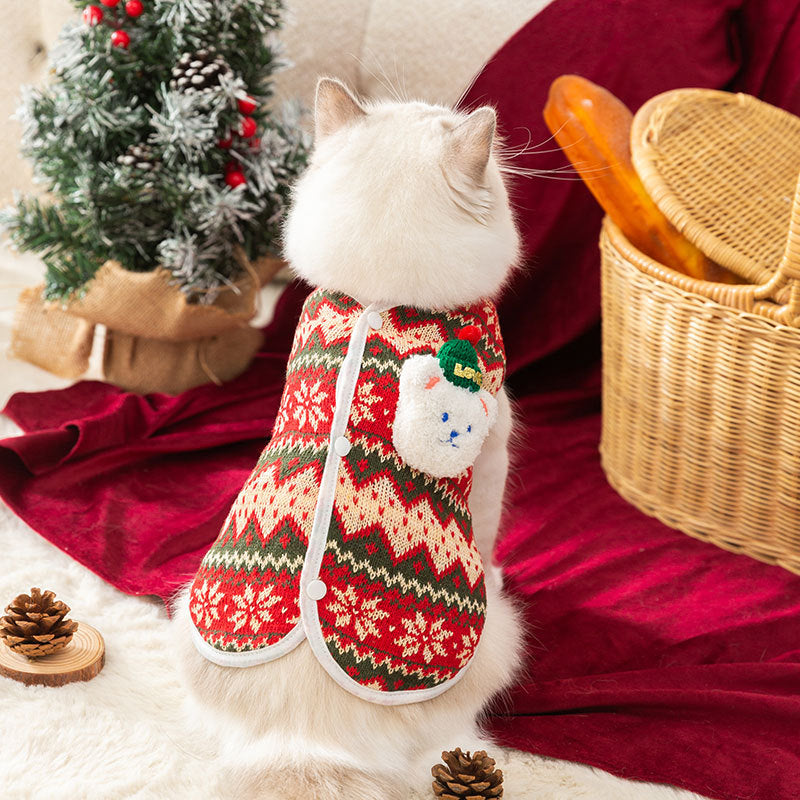 Dog Sweater For Small Dogs Cute Bear Pattern Doggie Clothes Winter Warm Puppy Coat Chihuahua Yorkie Holiday Birthday Outfits Halloween Christmas Small