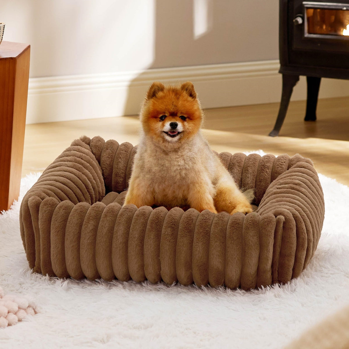 Dog Beds For Small Medium Dogs, Washable Fluffy Cat Puppy Bed Rectangle Calming Sleeping Pet Cat Bed For Indoor Dogs, Removable Zipper Cover